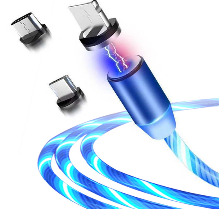 Compatible with Apple, Flowing Ligh Magnetic Streamer Data Line Cable for Iphone Android Typec - Image 4
